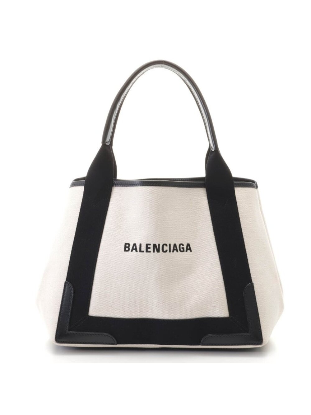 Balenciaga Navy Cabas S Natural Black Canvas Leather Boys'